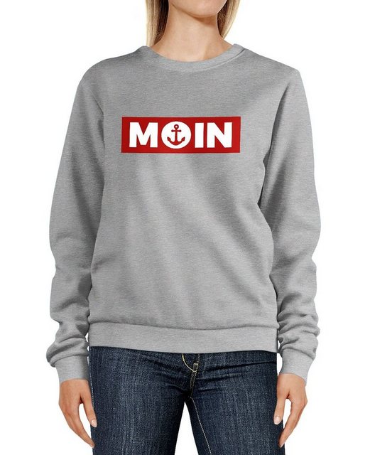 Neverless Sweatshirt Sweatshirt Damen Moin norddeutsch Morgen Anker Badge R günstig online kaufen