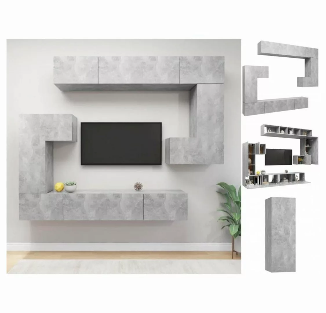 vidaXL TV-Schrank 8-tlg TV-Schrank-Set Betongrau Holzwerkstoff günstig online kaufen