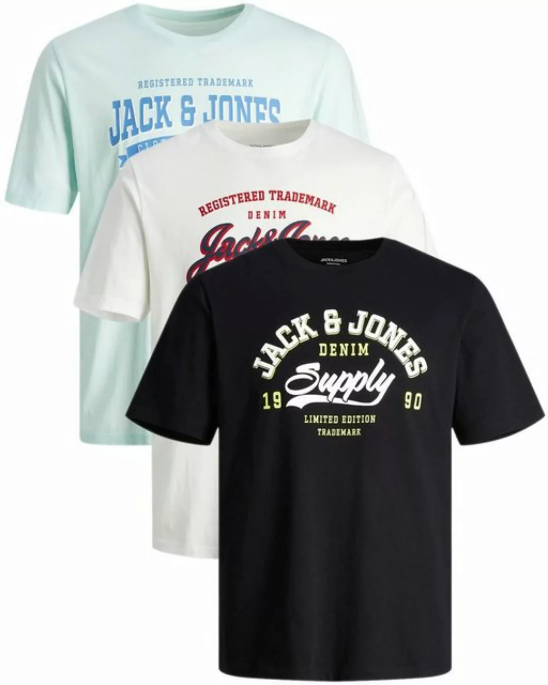 Jack & Jones Print-Shirt Bequemes Slimfit Shirt (Spar-Set, 3er-Pack) bedruc günstig online kaufen