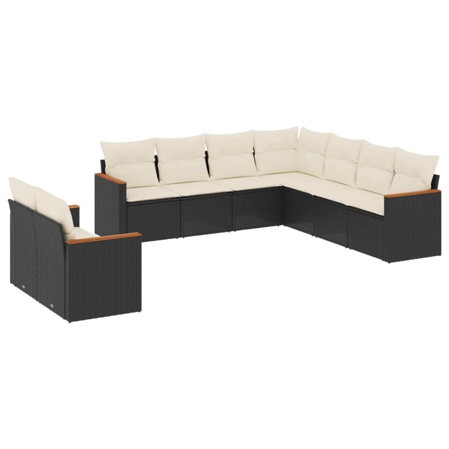 vidaXL 9-Tlg Garten-Sofagarnitur mit Kissen Schwarz Poly Rattan 3258500 günstig online kaufen