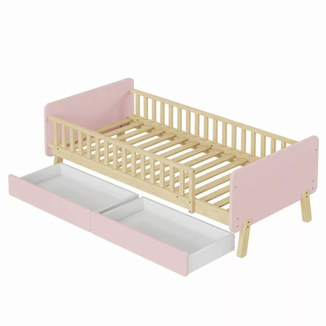 Celya Kinderbett 90x190 mit 2 Schubladen, Einzelbett aus Massivholz mit Lat günstig online kaufen