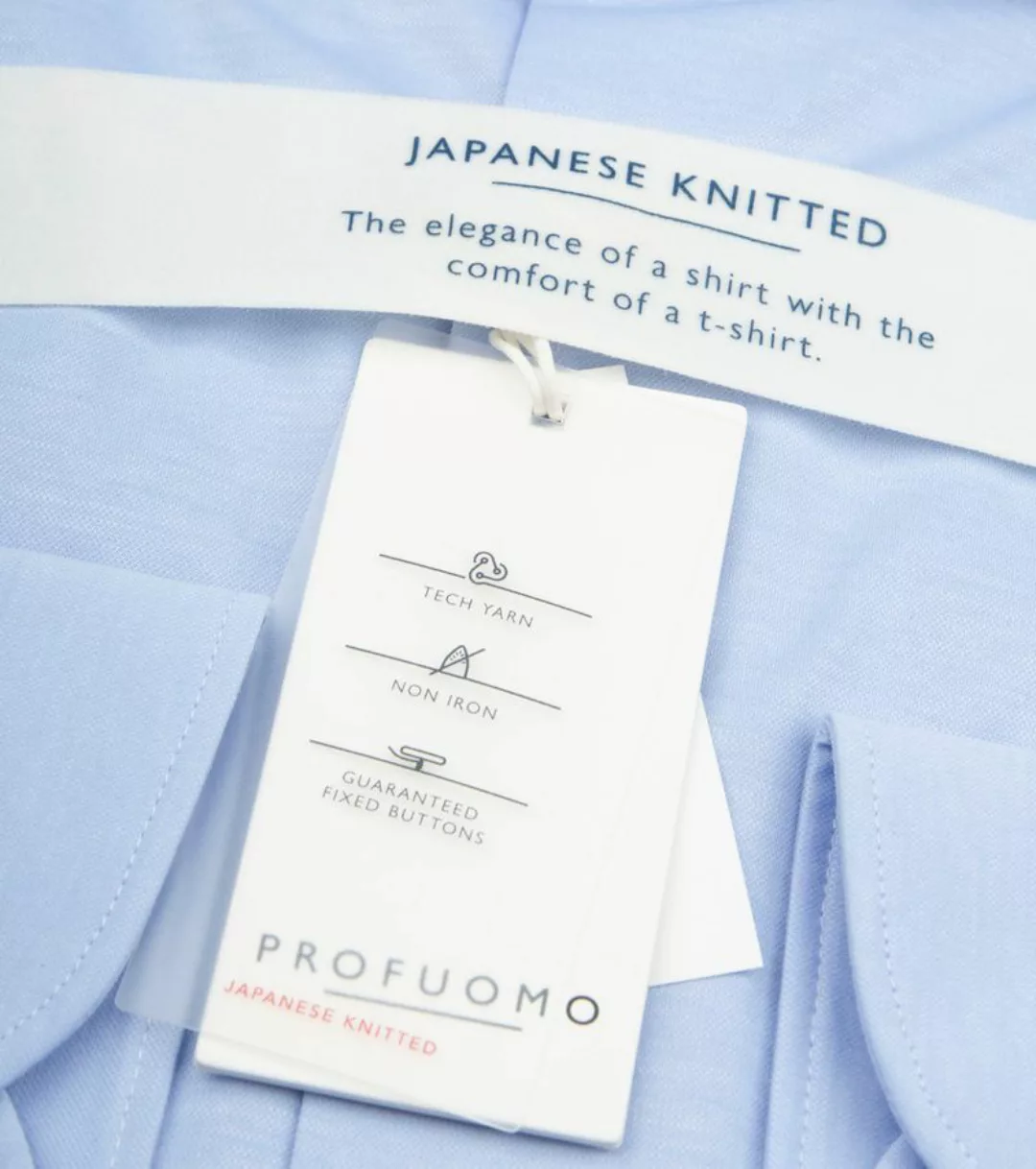 Profuomo Japanese Knitted Hemd Hellblau - Größe 38 günstig online kaufen