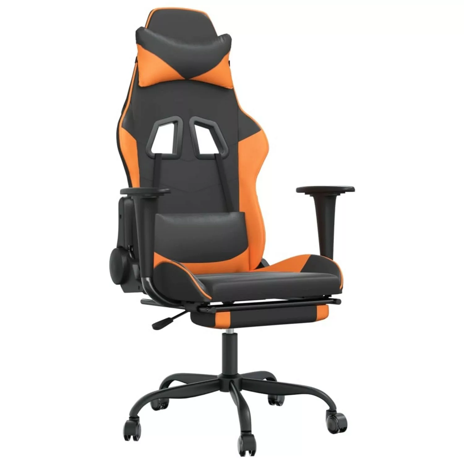 vidaXL Gaming-Stuhl mit Massage & Fußstütze Schwarz Orange Kunstleder Model günstig online kaufen