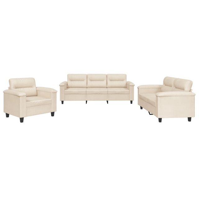 vidaXL Sofa 3-tlg. Sofagarnitur mit Kissen Beige Mikrofasergewebe günstig online kaufen