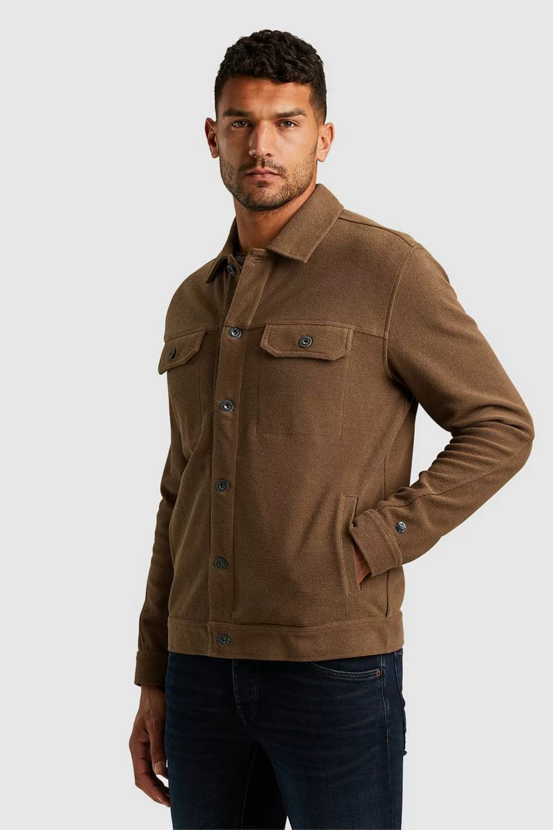 Cast Iron Overshirt Twill Jersey Braun - Größe XL günstig online kaufen