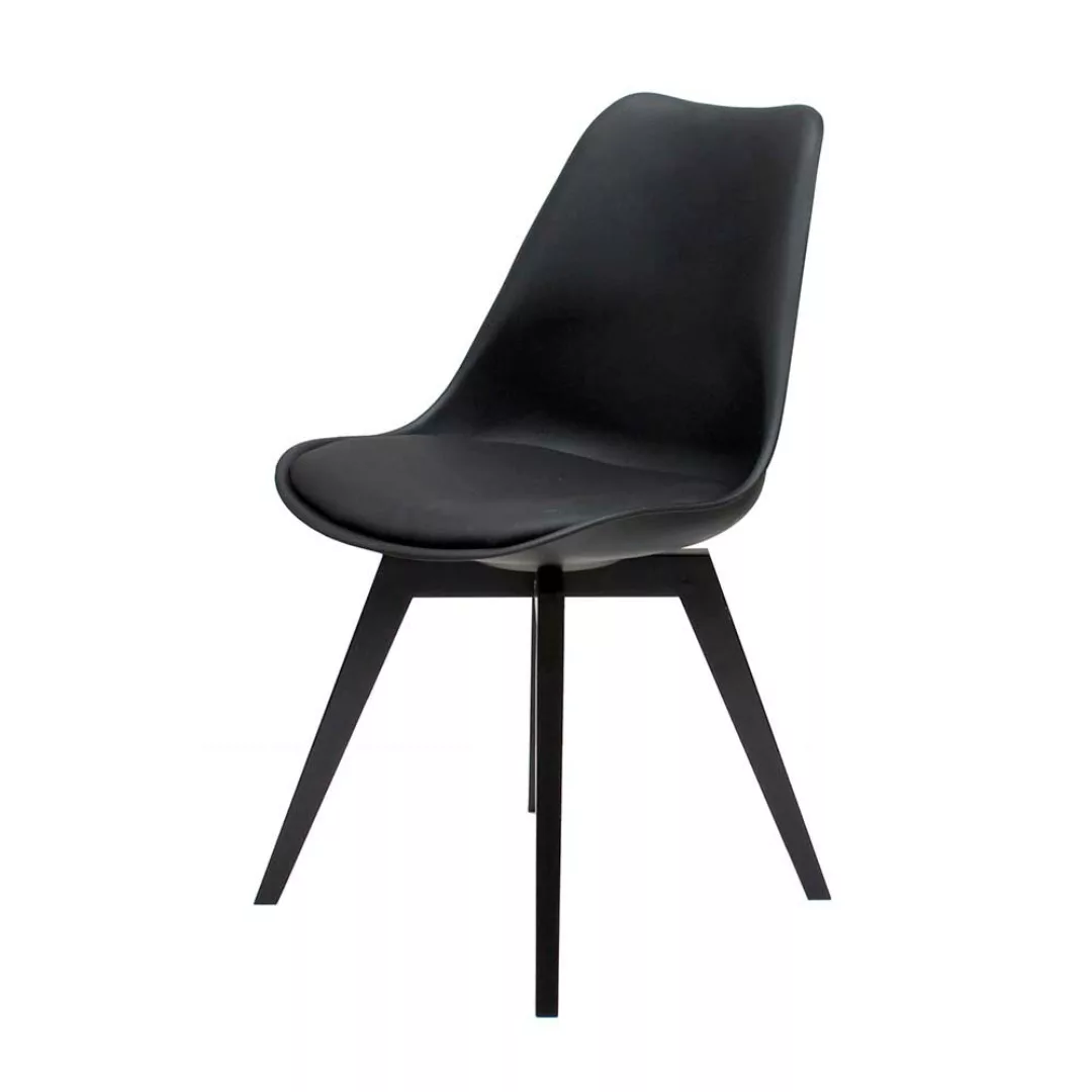 Stuhl in Schwarz gepolstert (2er Set) günstig online kaufen
