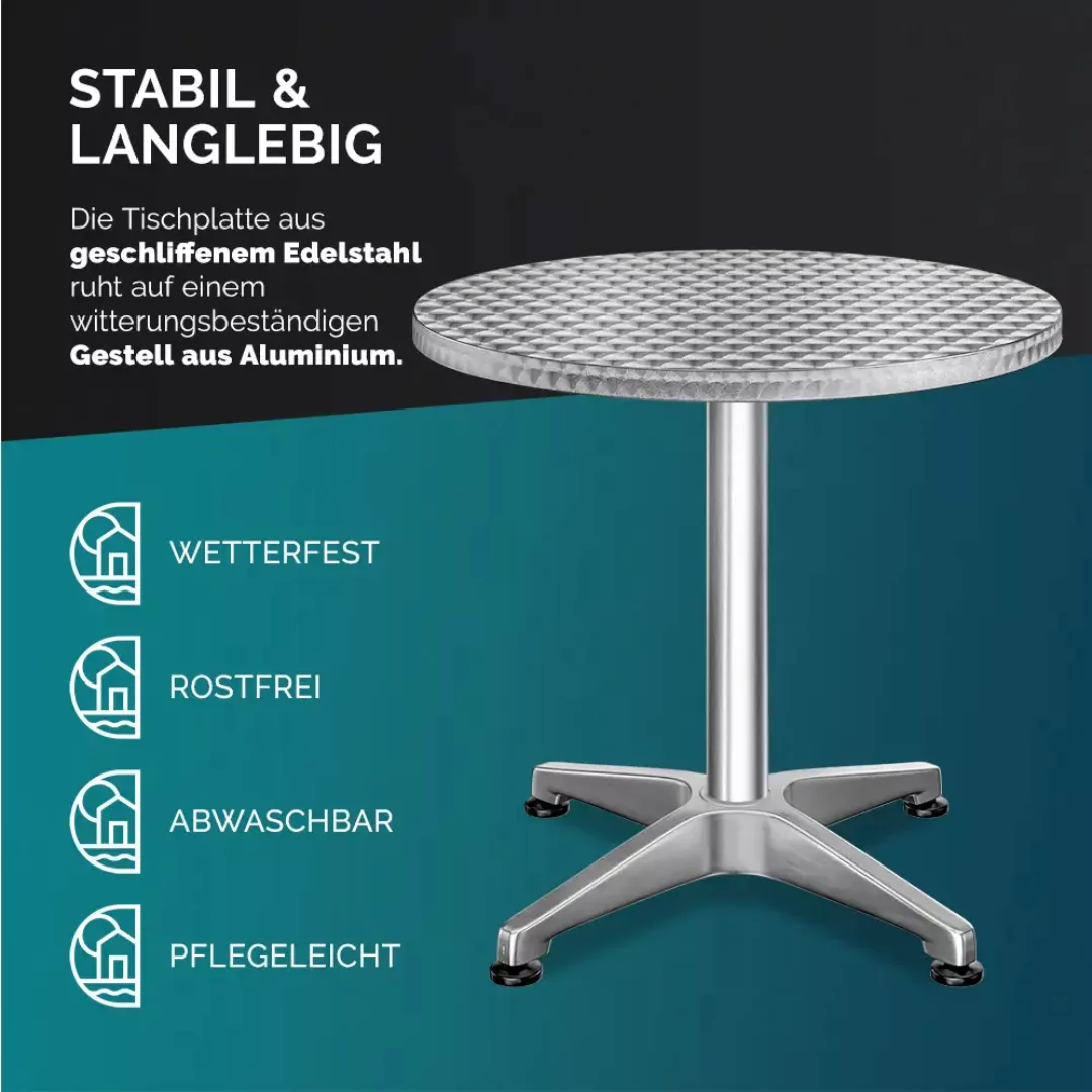 Stehtisch 2er-Set Silber Alu Ø60cm höhenverstellbar günstig online kaufen