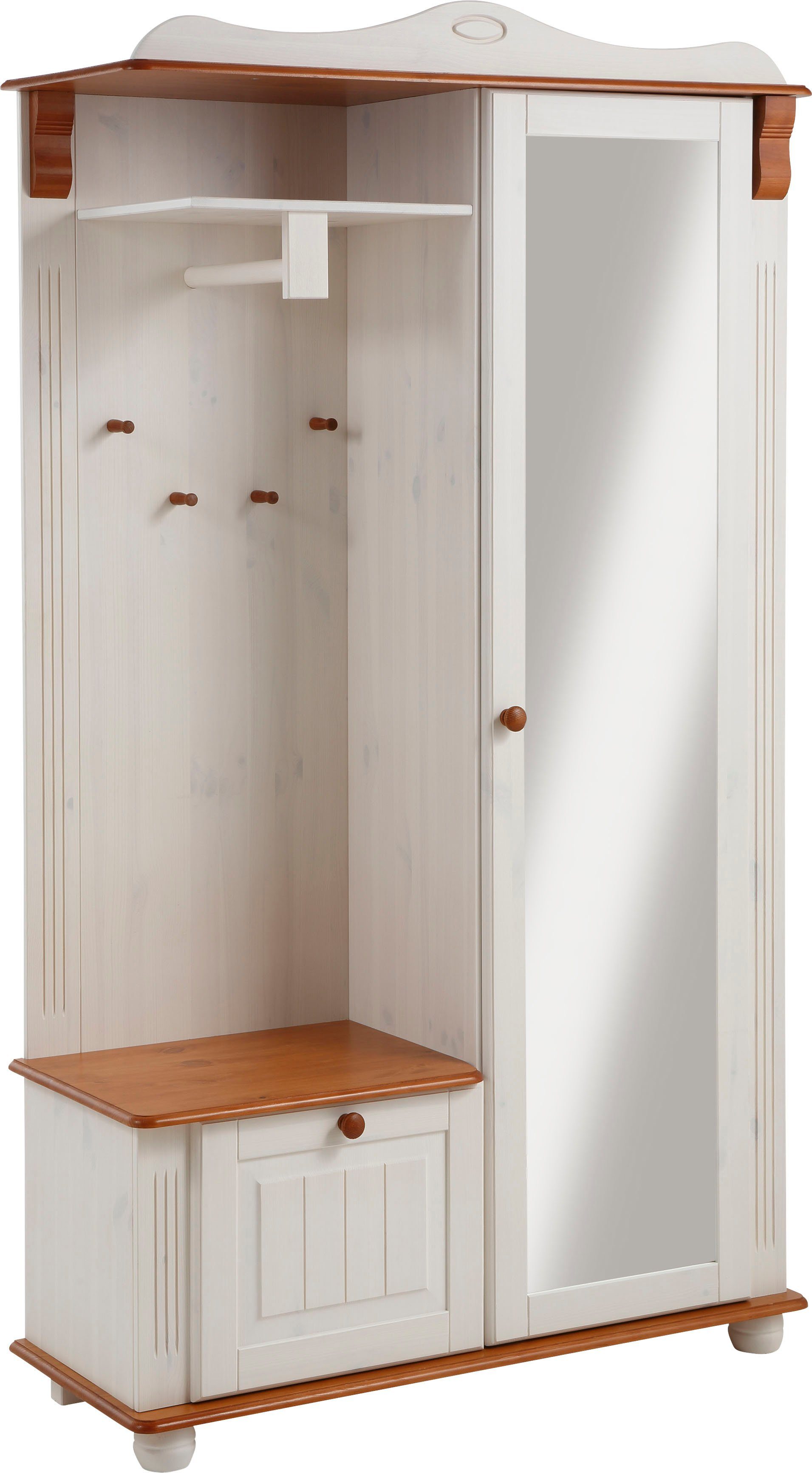 Home affaire Kompaktgarderobe "Adele", Breite 108 cm, mit Spiegeltür, aus m günstig online kaufen