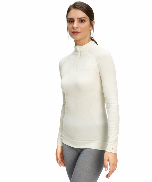 FALKE Damen Langarmshirt Wool-Tech, L, Weiß, Uni, Schurwolle, 33210-204004 günstig online kaufen