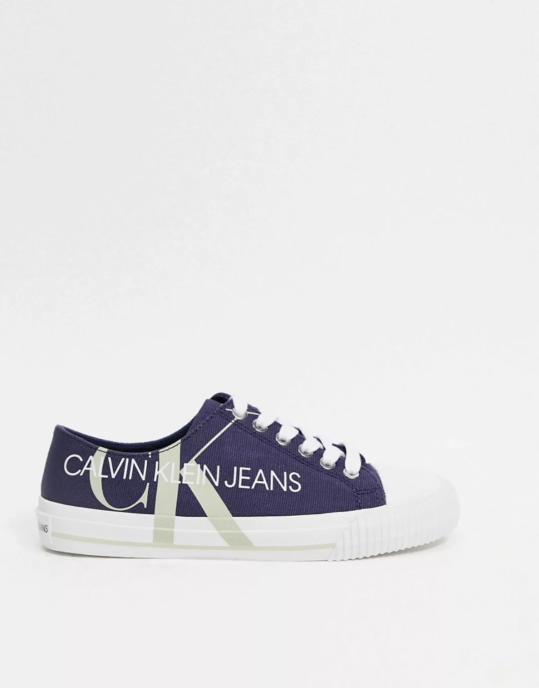 Calvin Klein Jeans – Demianne – Sneaker in Marineblau/Steingrau günstig online kaufen