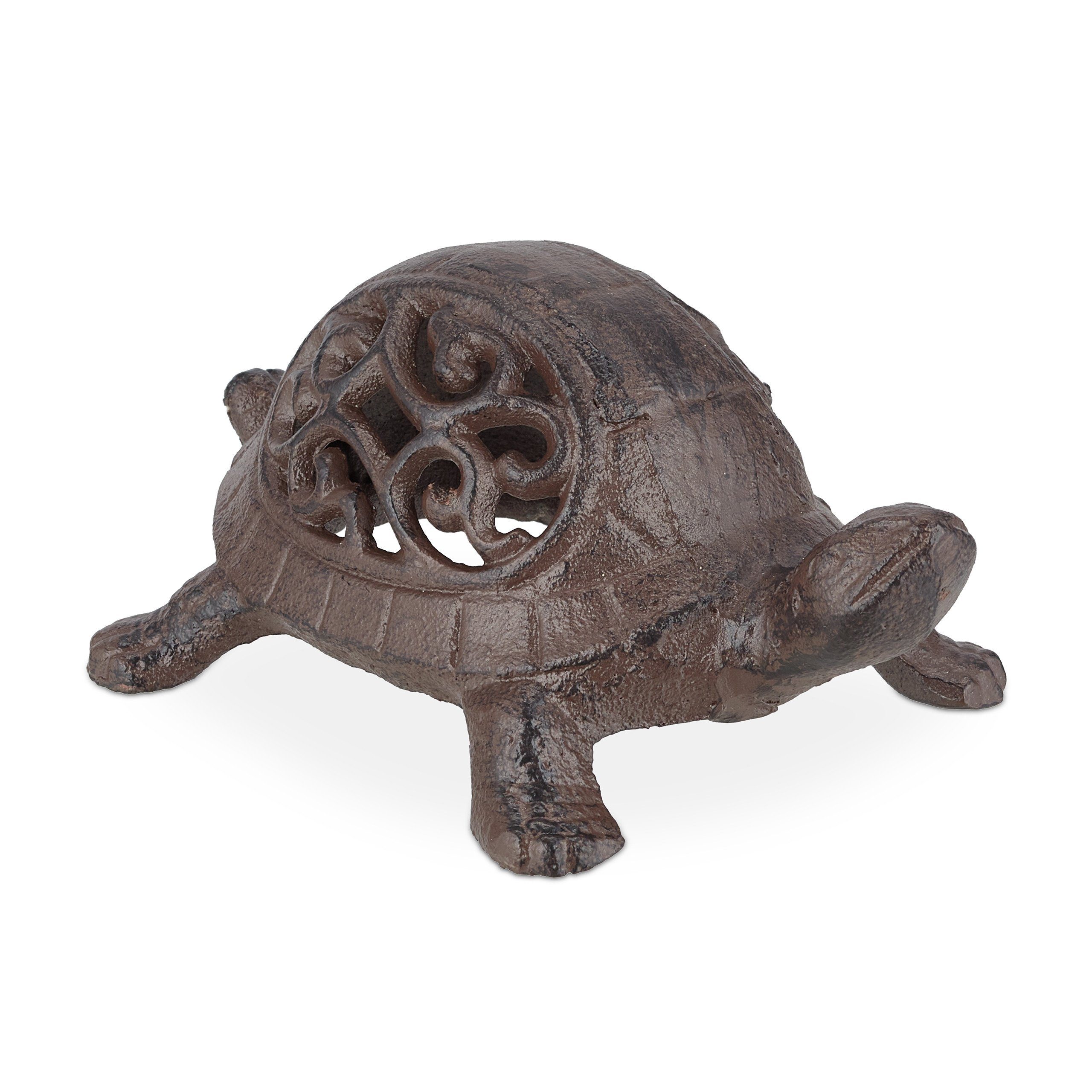 relaxdays Gartenfigur Deko Schildkröte Gusseisen, Braun günstig online kaufen