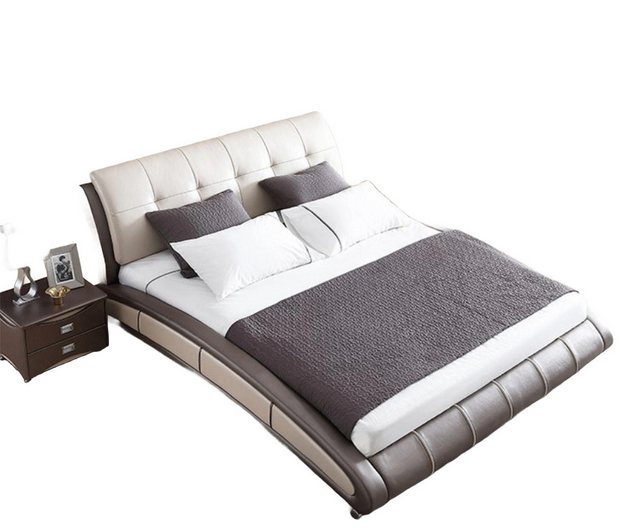 JVmoebel Bett Design Leder Bett Polster Doppel Hotel Betten Ehe 180x200 cm günstig online kaufen