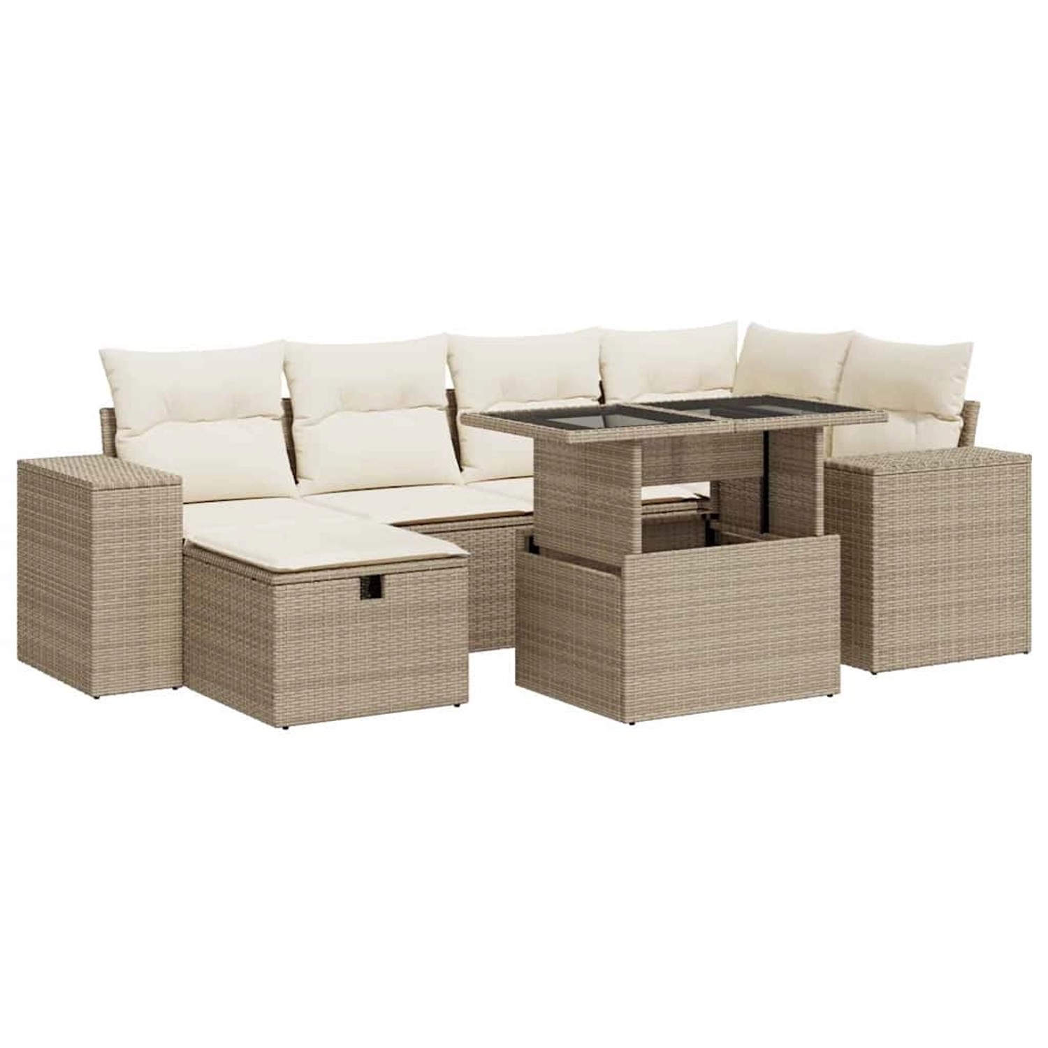 vidaXL 8-Tlg Garten-Sofagarnitur mit Kissen Beige Poly Rattan 3327938 günstig online kaufen