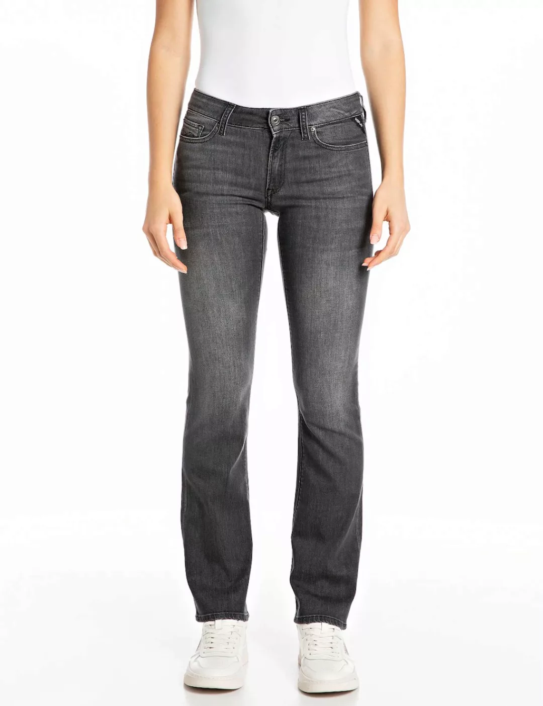 Replay Damen Jeans NEW LUZ BOOTCUT - Grau- Dark Grey Denim günstig online kaufen