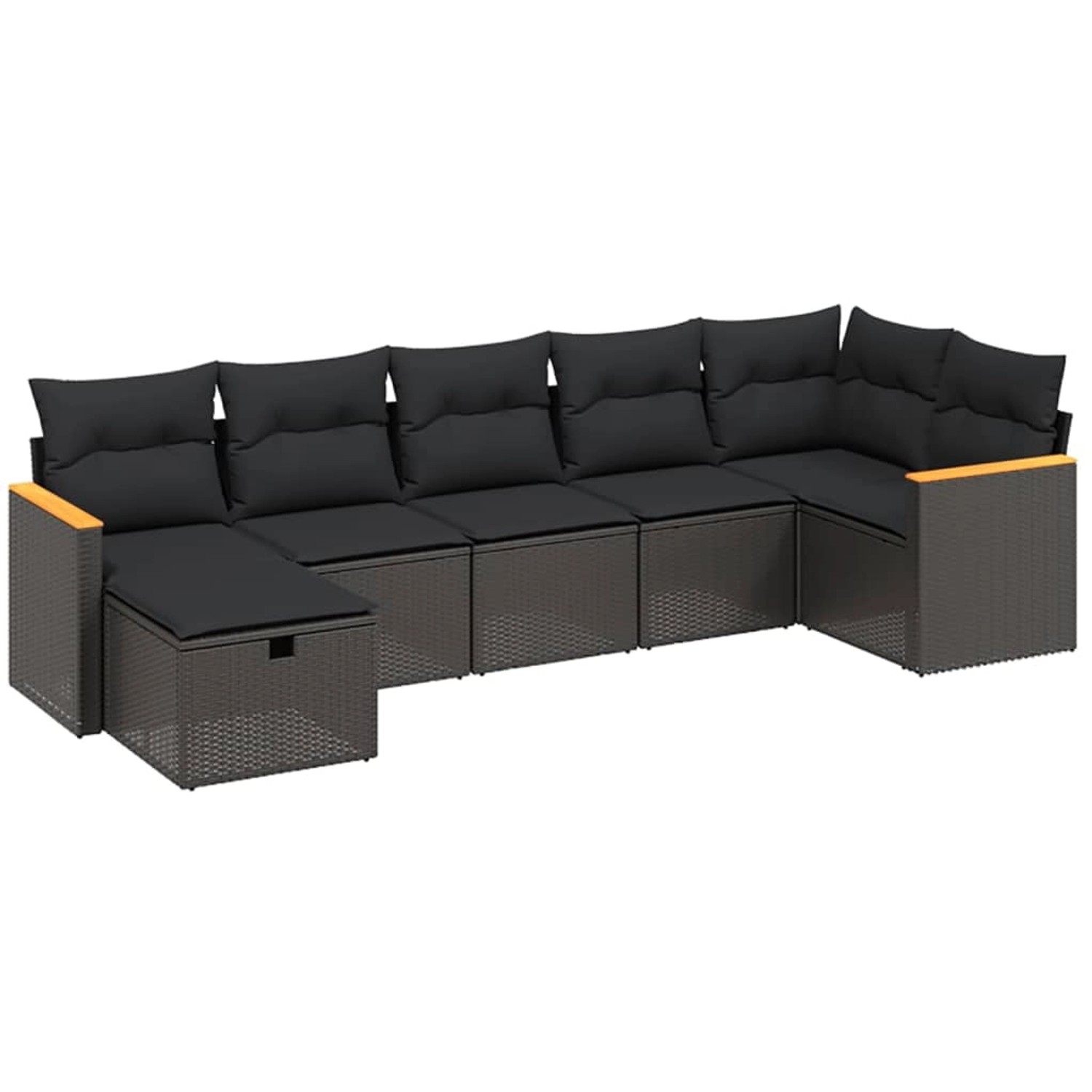 vidaXL 7-tlg Garten-Sofagarnitur mit Kissen Schwarz Poly Rattan Modell 137 günstig online kaufen