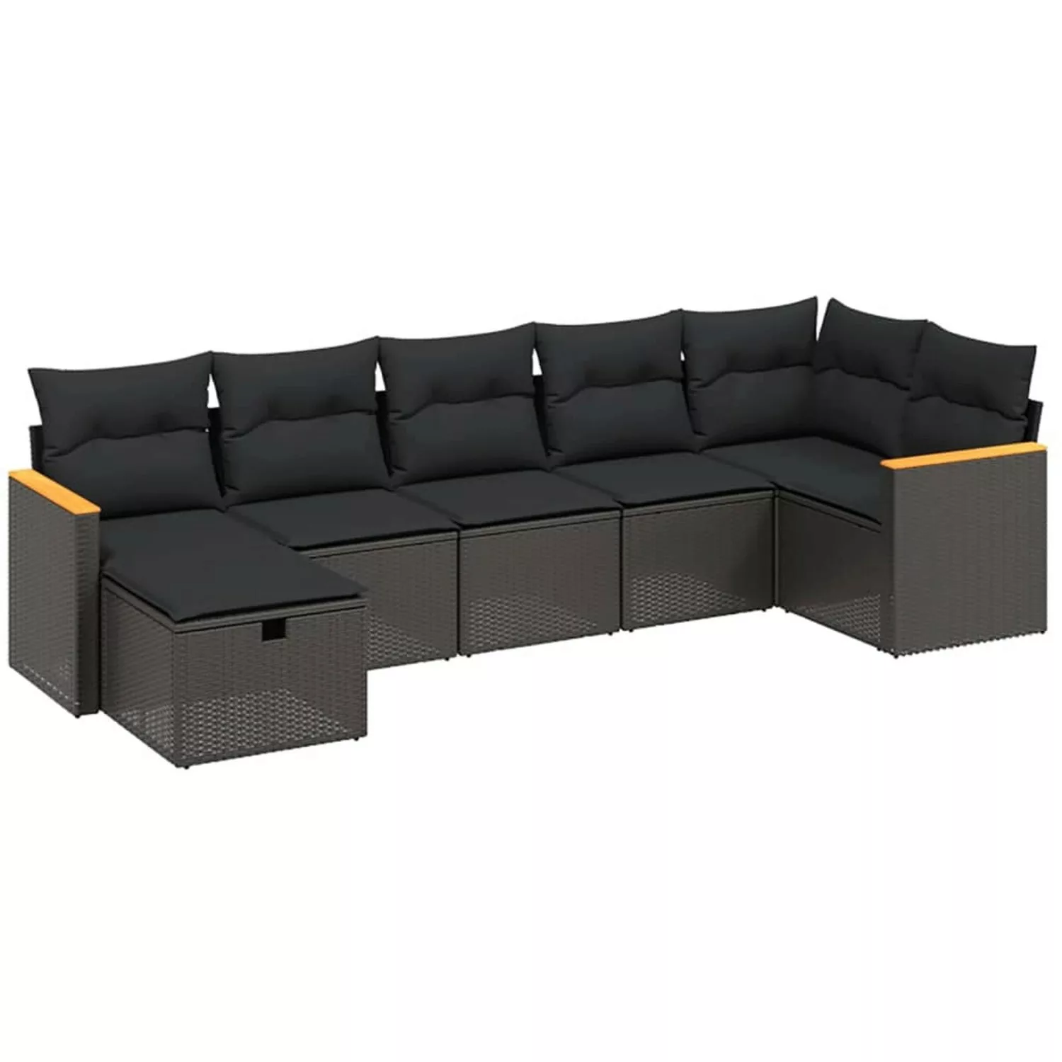 vidaXL 7-tlg Garten-Sofagarnitur mit Kissen Schwarz Poly Rattan Modell 137 günstig online kaufen