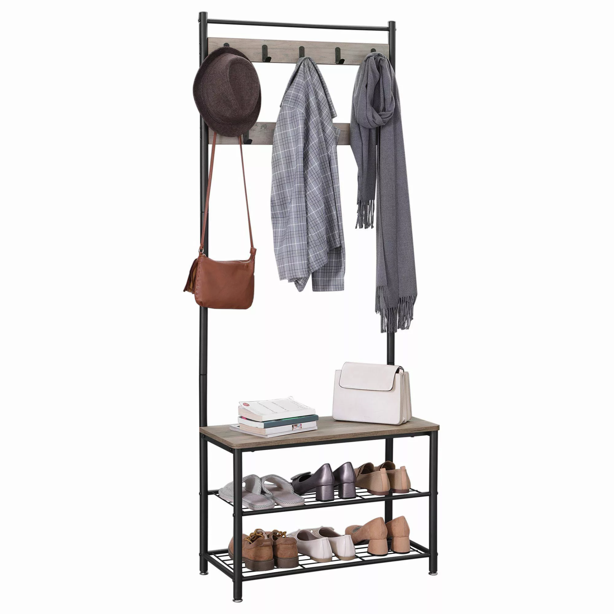 VASAGLE Garderobenständer Garderobe, mit Sitzfläche, 3 günstig online kaufen