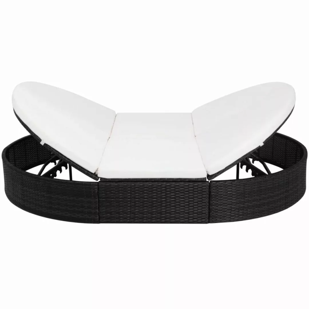 Outdoor-lounge-bett Mit Polster Poly Rattan Schwarz günstig online kaufen