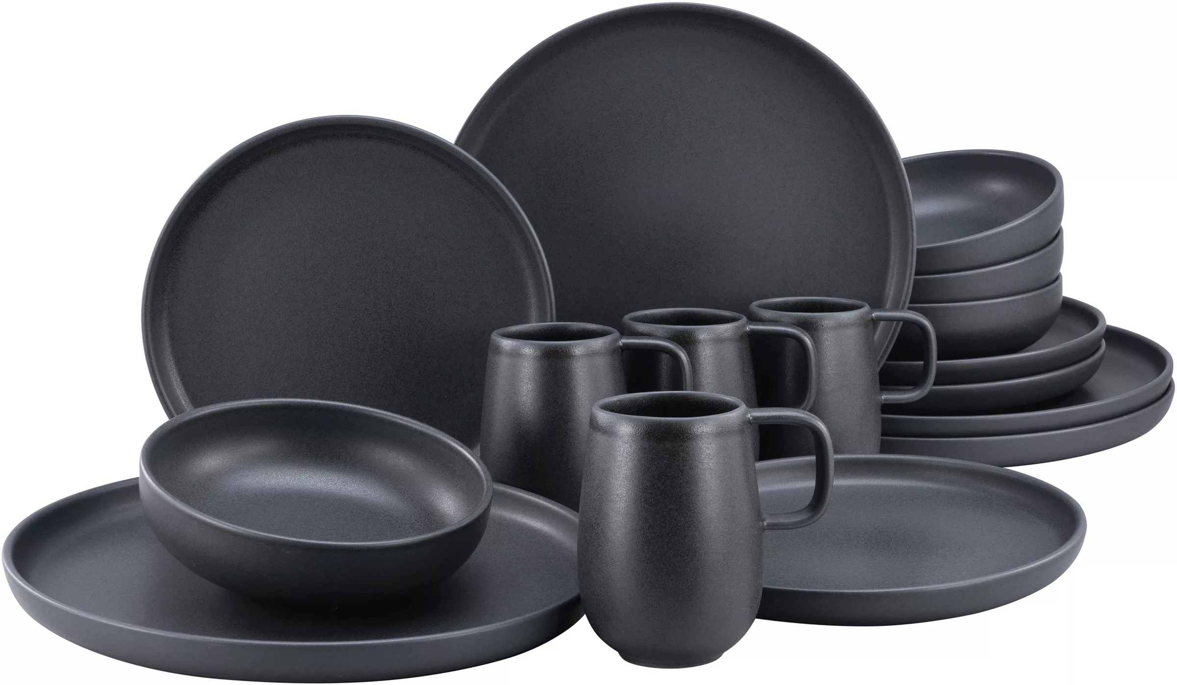 CreaTable Kombiservice »Geschirr-Set Uno Black«, (Set, 16 tlg., Kaffeeservi günstig online kaufen