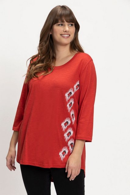 Ulla Popken Longshirt Shirt Ethnomuster Rundhals 3/4-Arm hinten länger günstig online kaufen