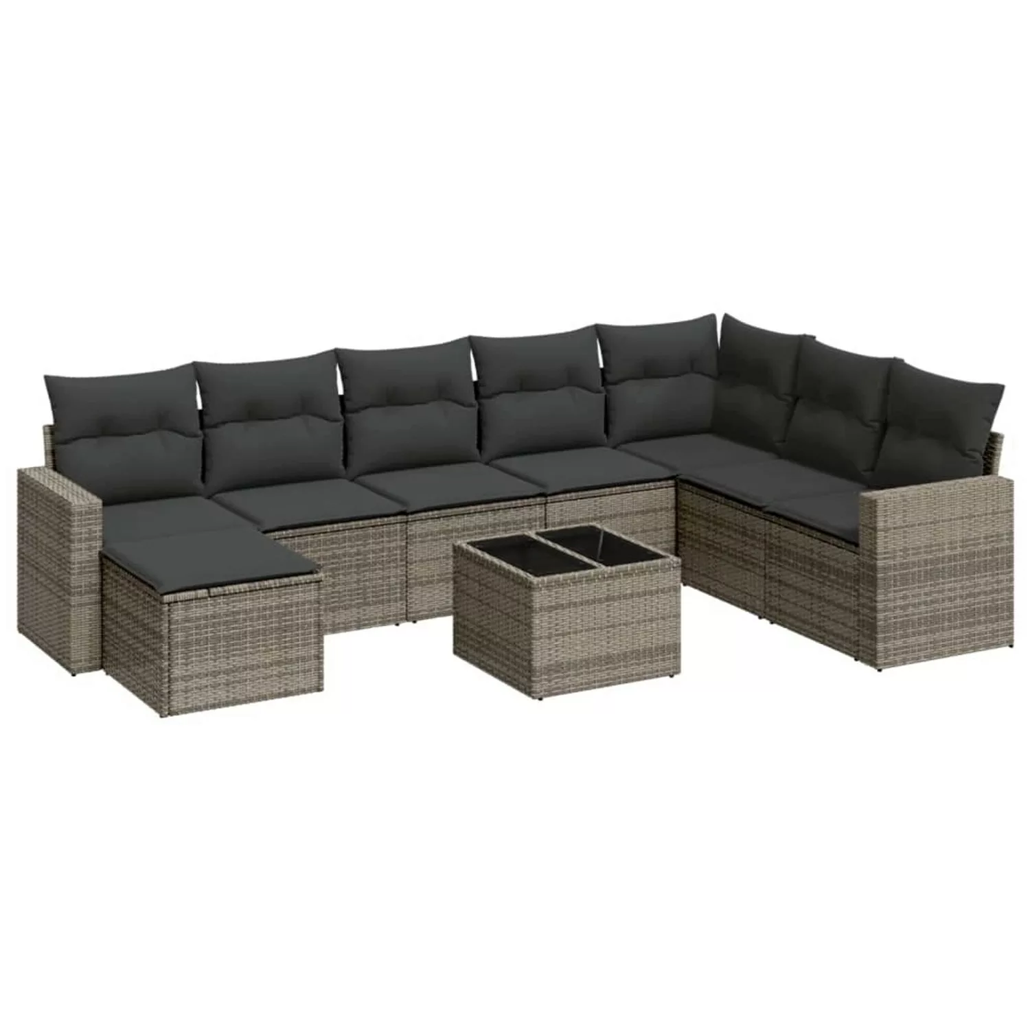 vidaXL 9-tlg Garten-Sofagarnitur mit Kissen Grau Poly Rattan Modell 18 günstig online kaufen