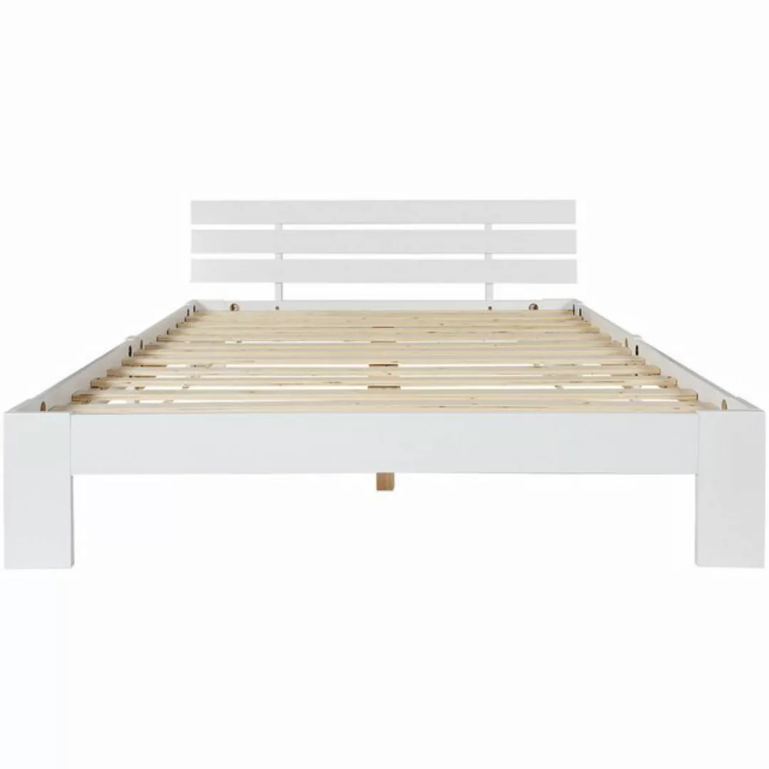 IDEASY Holzbett Holzbett, Doppelbett, Bettgestell, weiß/holzfarben, mit Kop günstig online kaufen