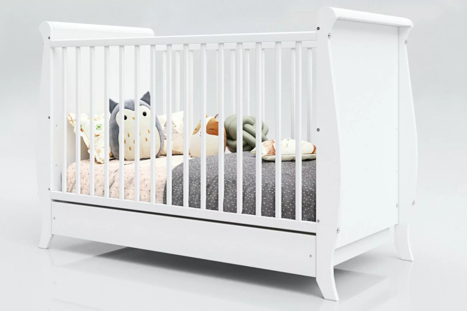 thematys Babybett 60x120cm in Weiß höhenverstellbar Kinderbett mit Schublad günstig online kaufen