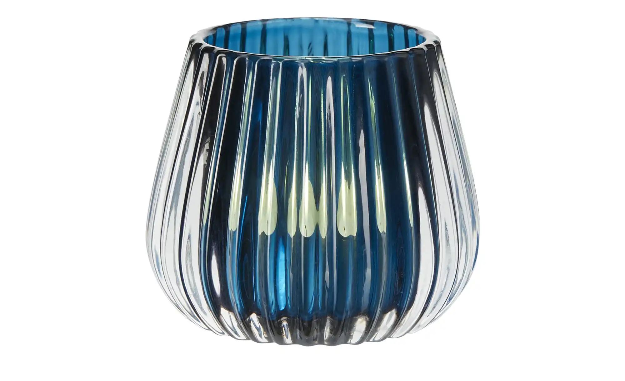 HOME STORY Teelichthalter ¦ blau ¦ Glas  ¦ Maße (cm): H: 7,5  Ø: 8 Accessoi günstig online kaufen