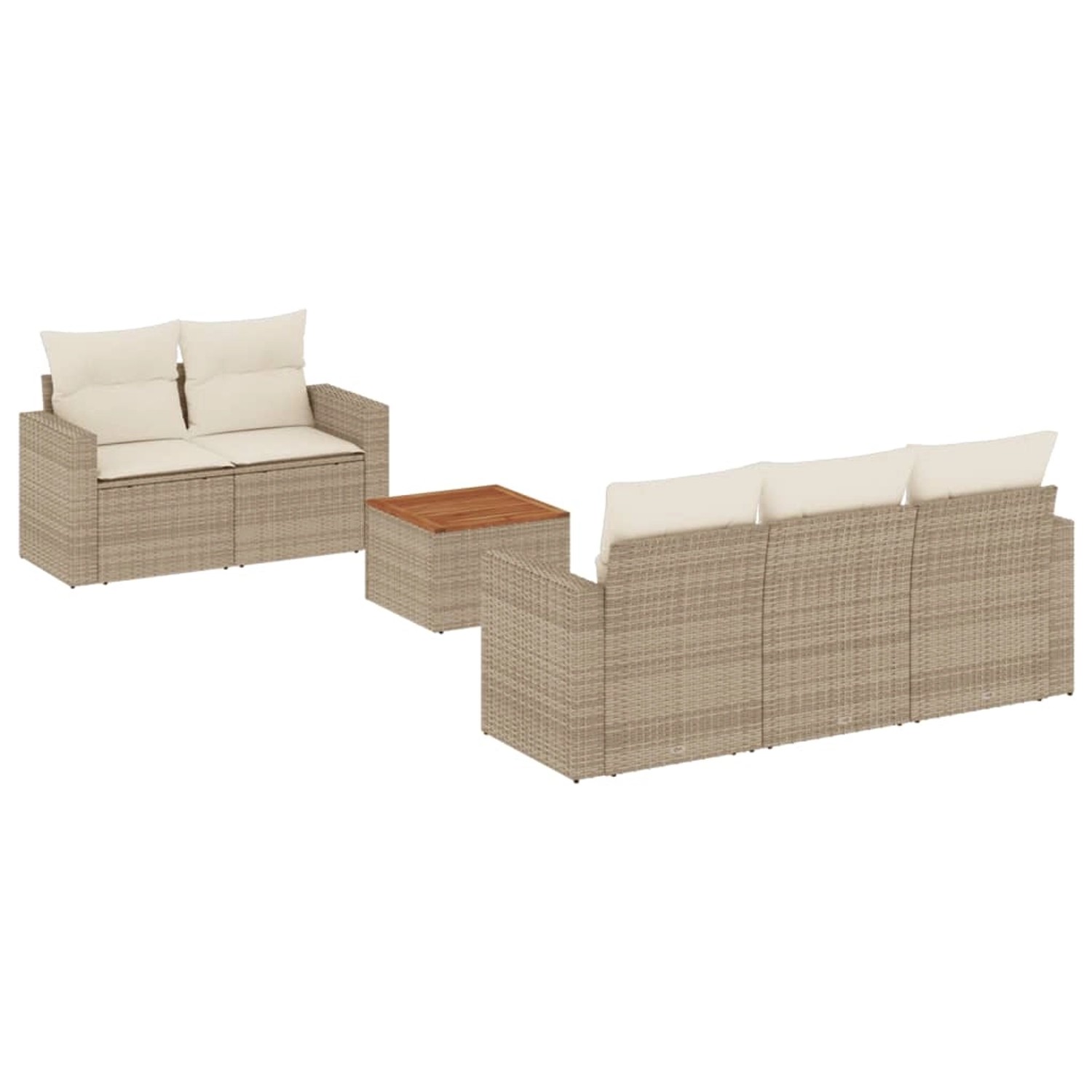 vidaXL 6-Tlg Garten-Sofagarnitur mit Kissen Beige Poly Rattan 3224007 günstig online kaufen