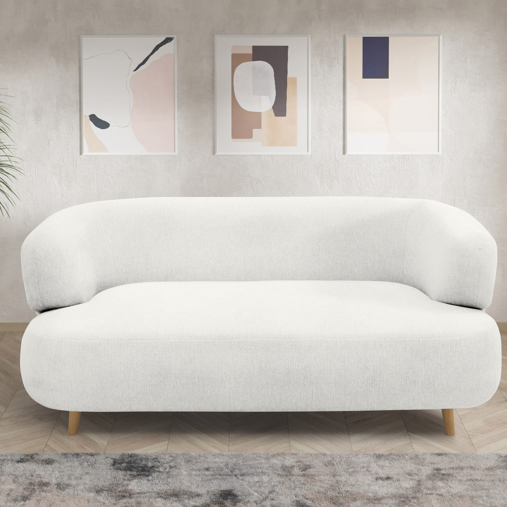 Sofa 800014, 2-Sitzer, runde Ecken, Holzfüße Eiche, 2er Couch, 86 x 73 x 16 günstig online kaufen