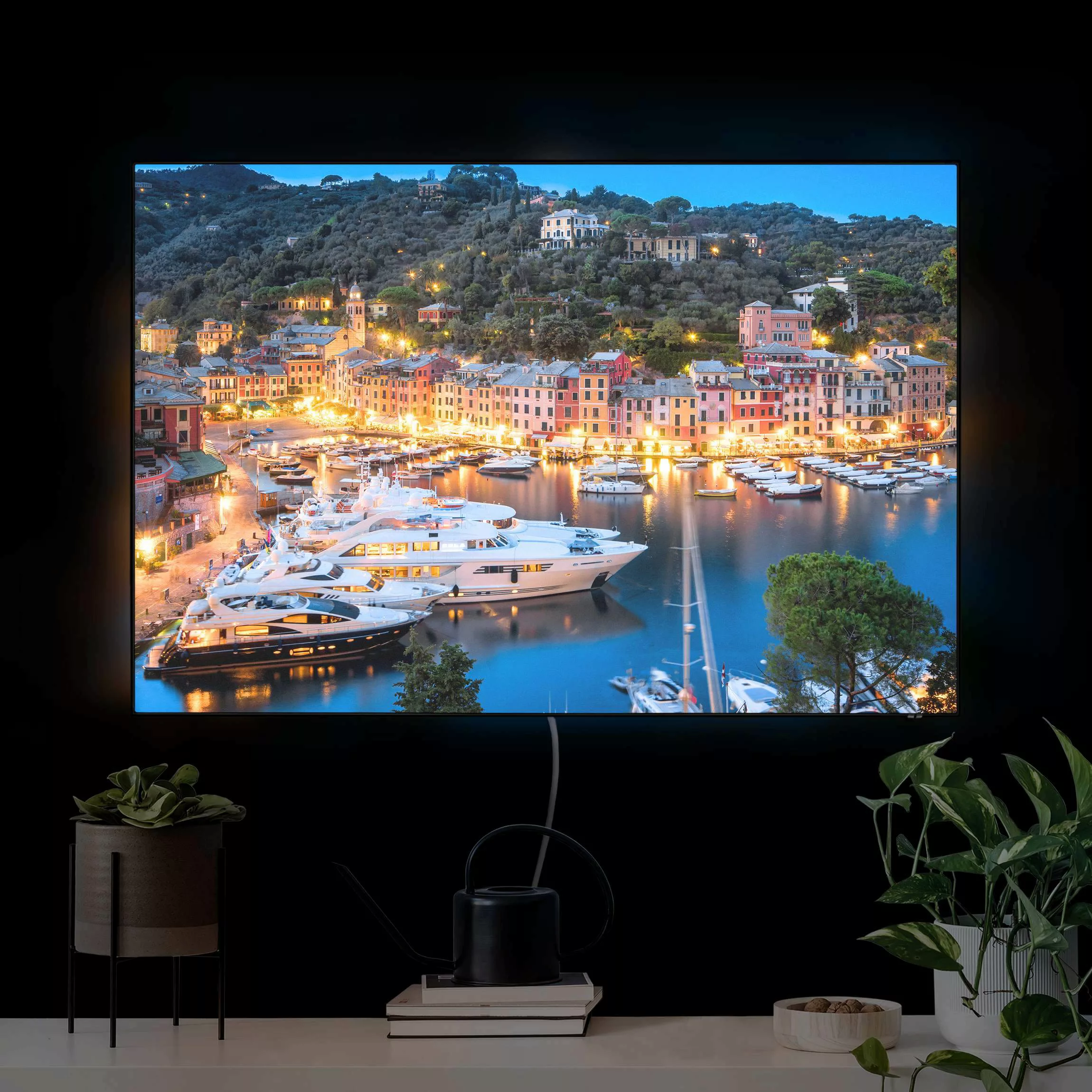 LED-Wechselbild Nacht im Hafen von Portofino günstig online kaufen