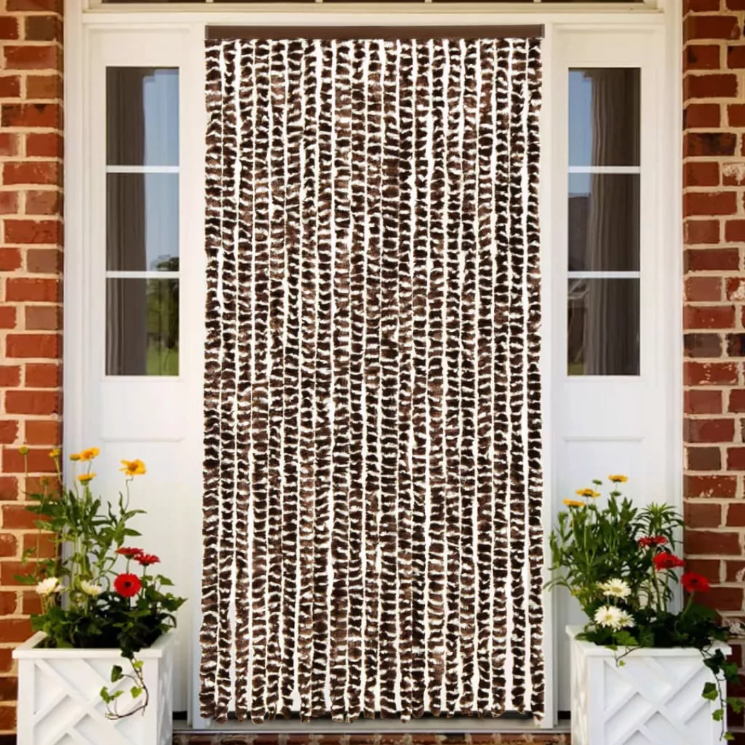 Insektenschutz-vorhang Braun Und Weiß 90x220 Cm Chenille günstig online kaufen