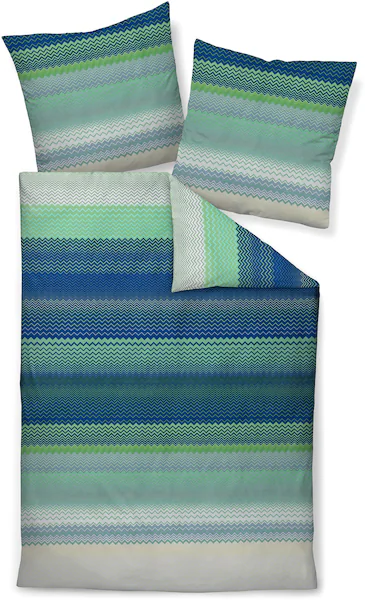 Janine Janine Mako-Satin Bettwäsche moments 98120 blau türkis Größe:  135x2 günstig online kaufen