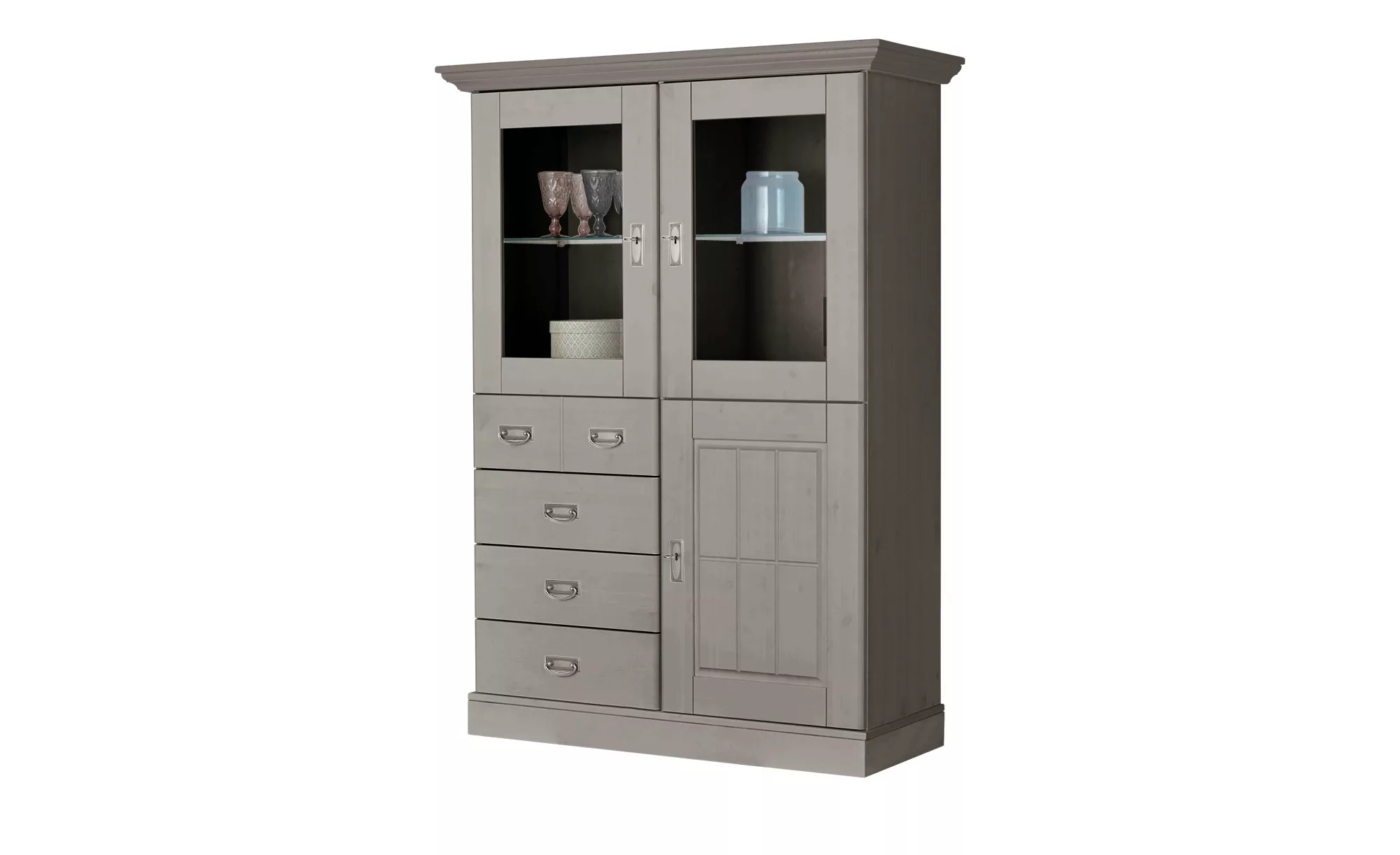 maison bleue Highboard  Florian ¦ grau ¦ Maße (cm): B: 118,5 H: 163,5 T: 48 günstig online kaufen