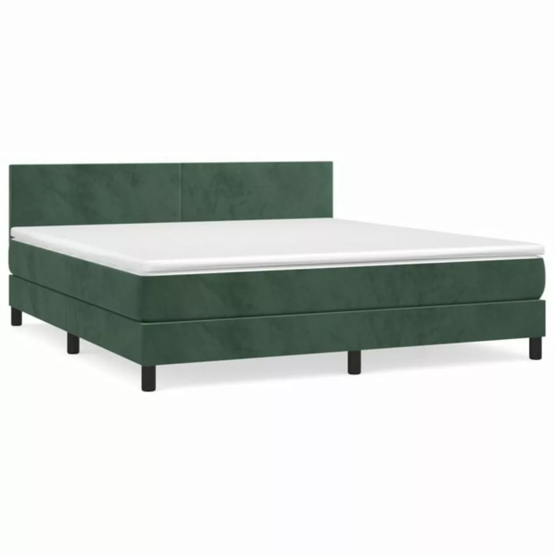 vidaXL Boxspringbett Boxspringbett mit Matratze Dunkelgrün 160x200 cm Samt günstig online kaufen