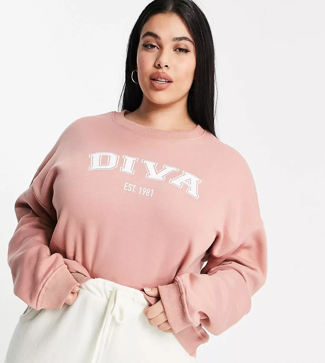 In The Style Plus x Gemma Collins – Sweatshirt mit Print in Rosa günstig online kaufen