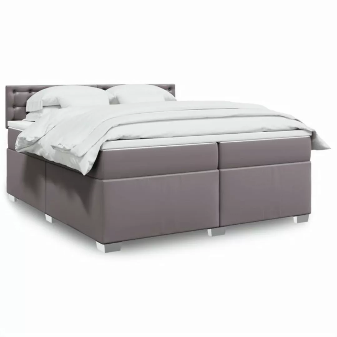 furnicato Bettgestell Boxspringbett mit Matratze Grau 200x200 cm Kunstleder günstig online kaufen