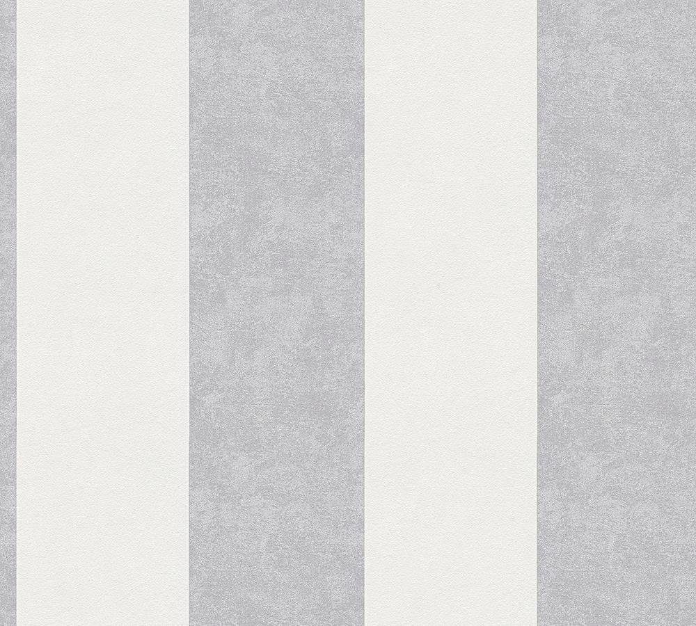 Bricoflor Blockstreifen Tapete Maritim Grau Weiß Gestreifte Tapete für Wohn günstig online kaufen