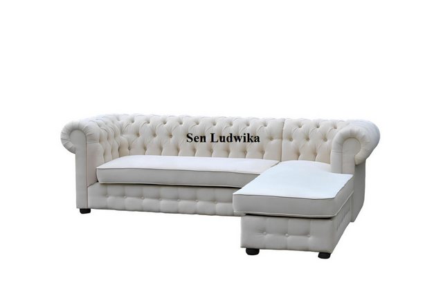 JVmoebel Ecksofa Beige Chesterfield Ecksofa L-Form Stoff Design Couch Polst günstig online kaufen