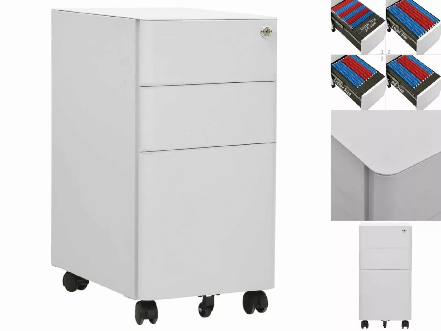 vidaXL Aktenschrank Aktenschrank mit Rollen Hellgrau 30x45x59 cm Stahl günstig online kaufen