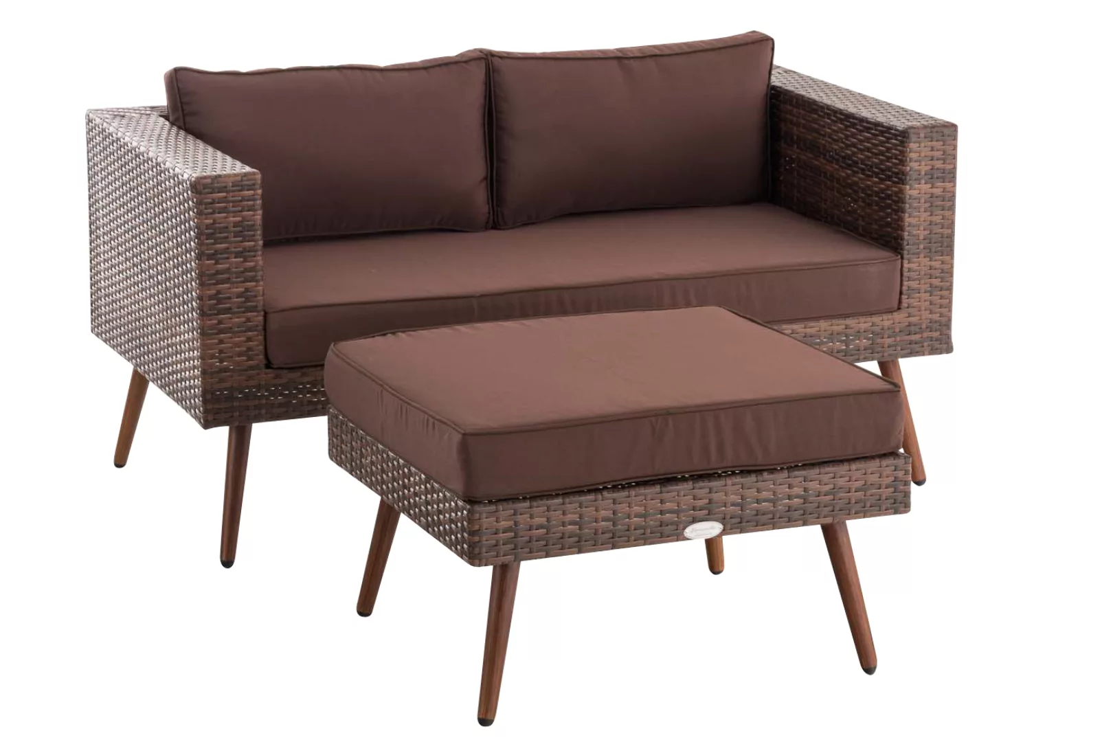 2er Sofa Molde Mit Fußhocker Flachrattan Braun-meliert 40 Cm (dunkelbraun) günstig online kaufen