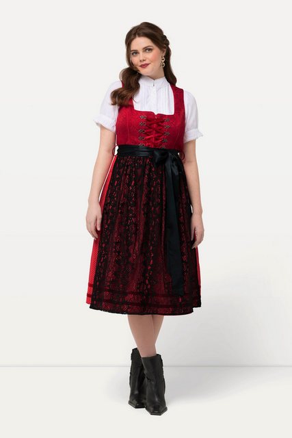 Ulla Popken Dirndl Dirndl Spitzenschürze Carree-Ausschnitt ärmellos günstig online kaufen