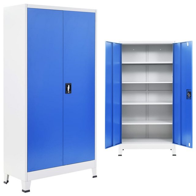 vidaXL Fächerschrank Büroschrank Metall 90x40x180 cm Grau und Blau (1-St) günstig online kaufen