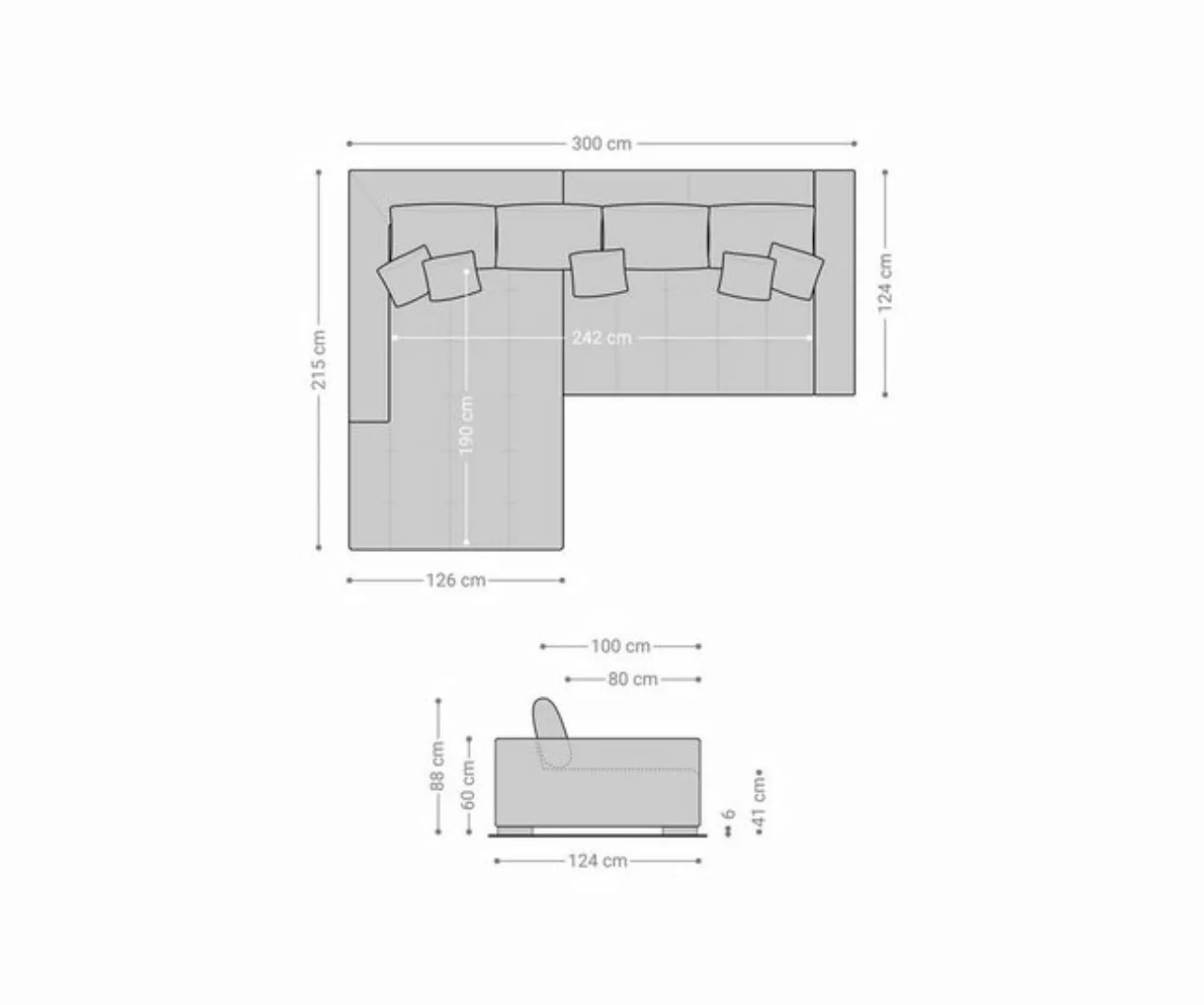 DELIFE Wohnlandschaft Josea, Mikrofaser Steingrau 300x220 cm Recamiere link günstig online kaufen