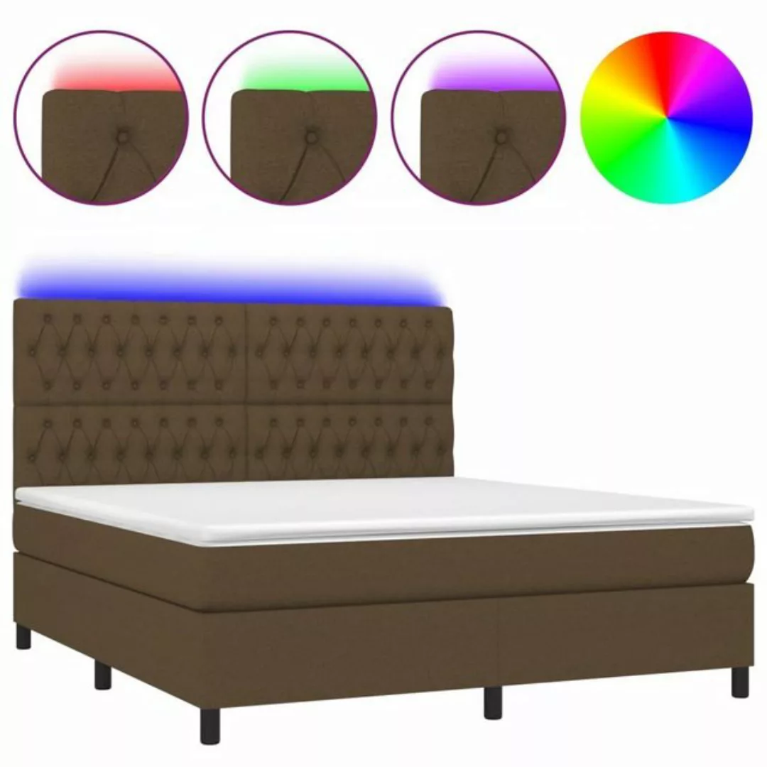 vidaXL Boxspringbett Boxspringbett mit Matratze LED Dunkelbraun 180x200 cm günstig online kaufen