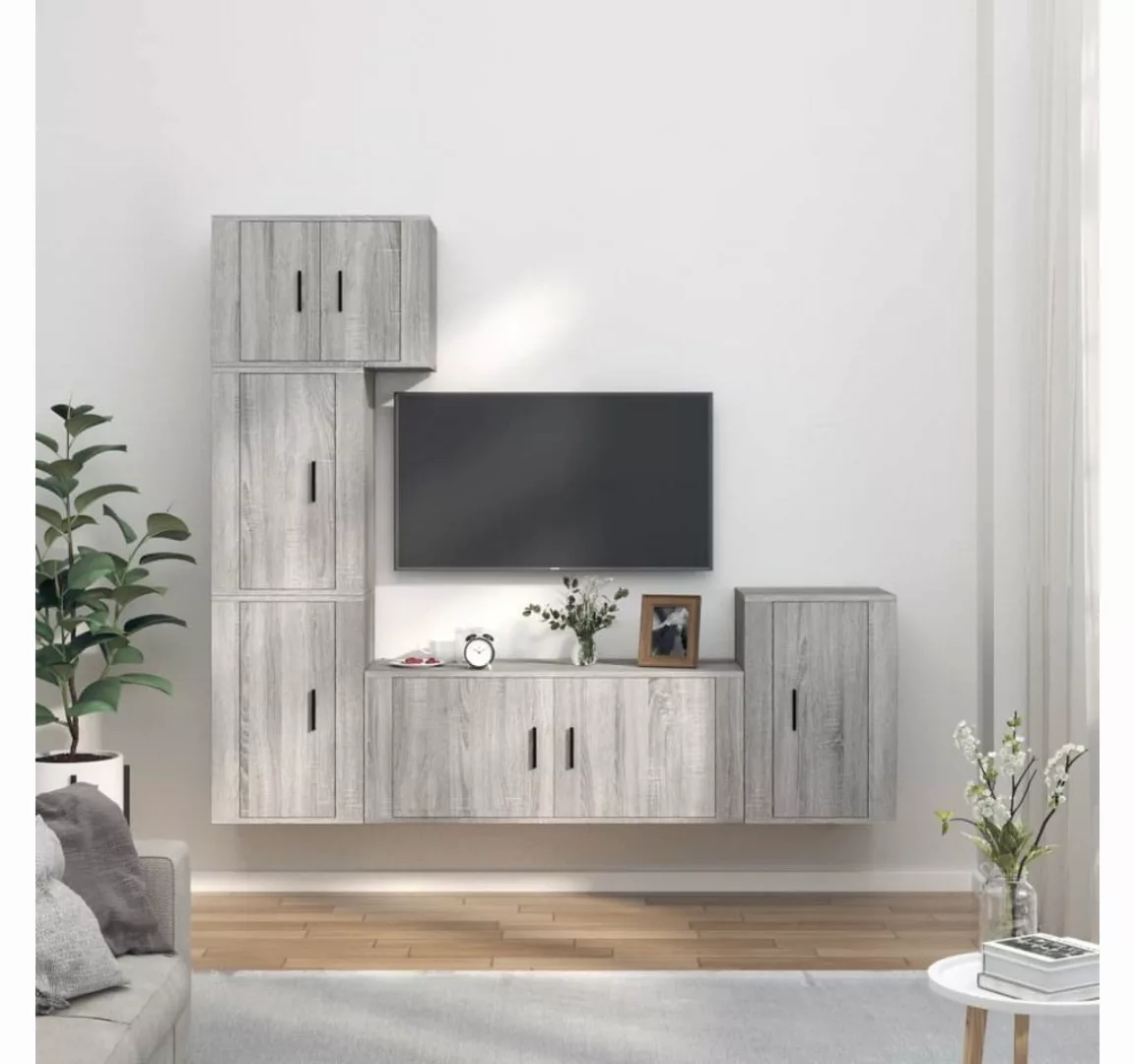 furnicato TV-Schrank 5-tlg. TV-Schrank-Set Grau Sonoma Holzwerkstoff günstig online kaufen