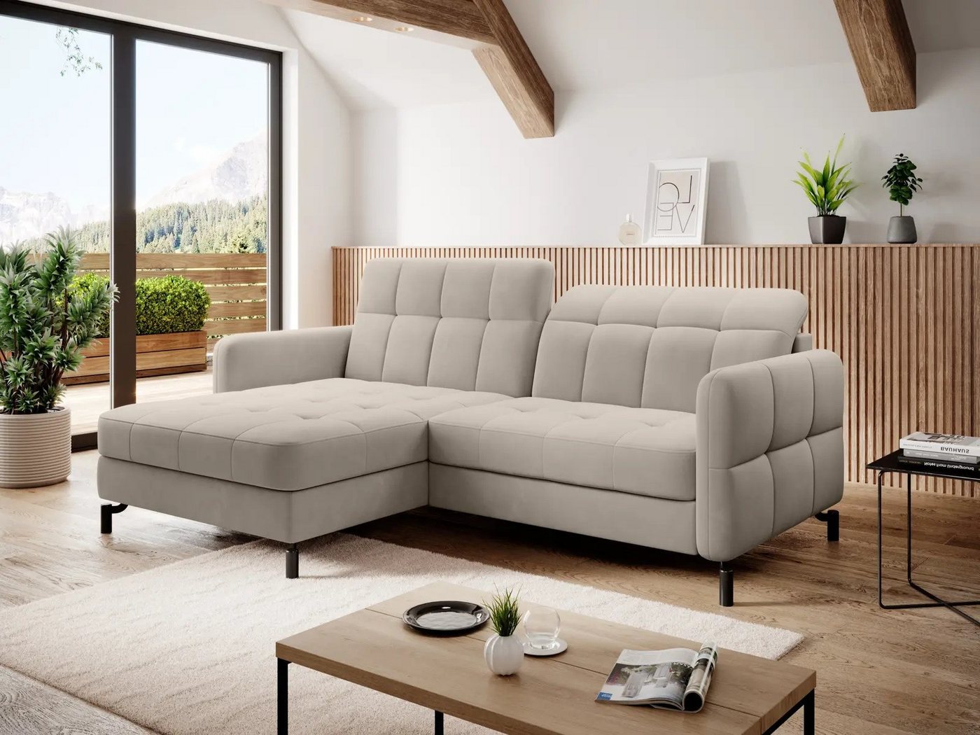 DB-Möbel Ecksofa Lorenne mit Schlaffunktion 225X160cm. Ecksofa vom Herstell günstig online kaufen