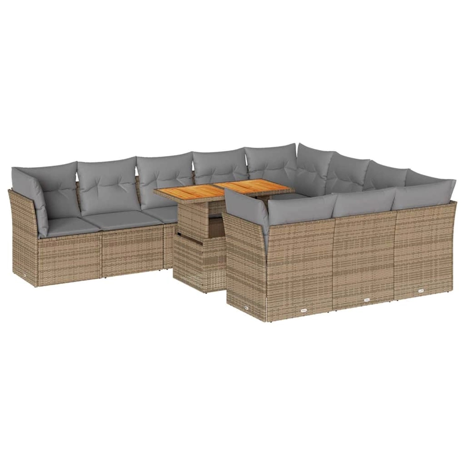 vidaXL 11-Tlg Garten-Sofagarnitur mit Kissen Beige Poly Rattan 3326978 günstig online kaufen