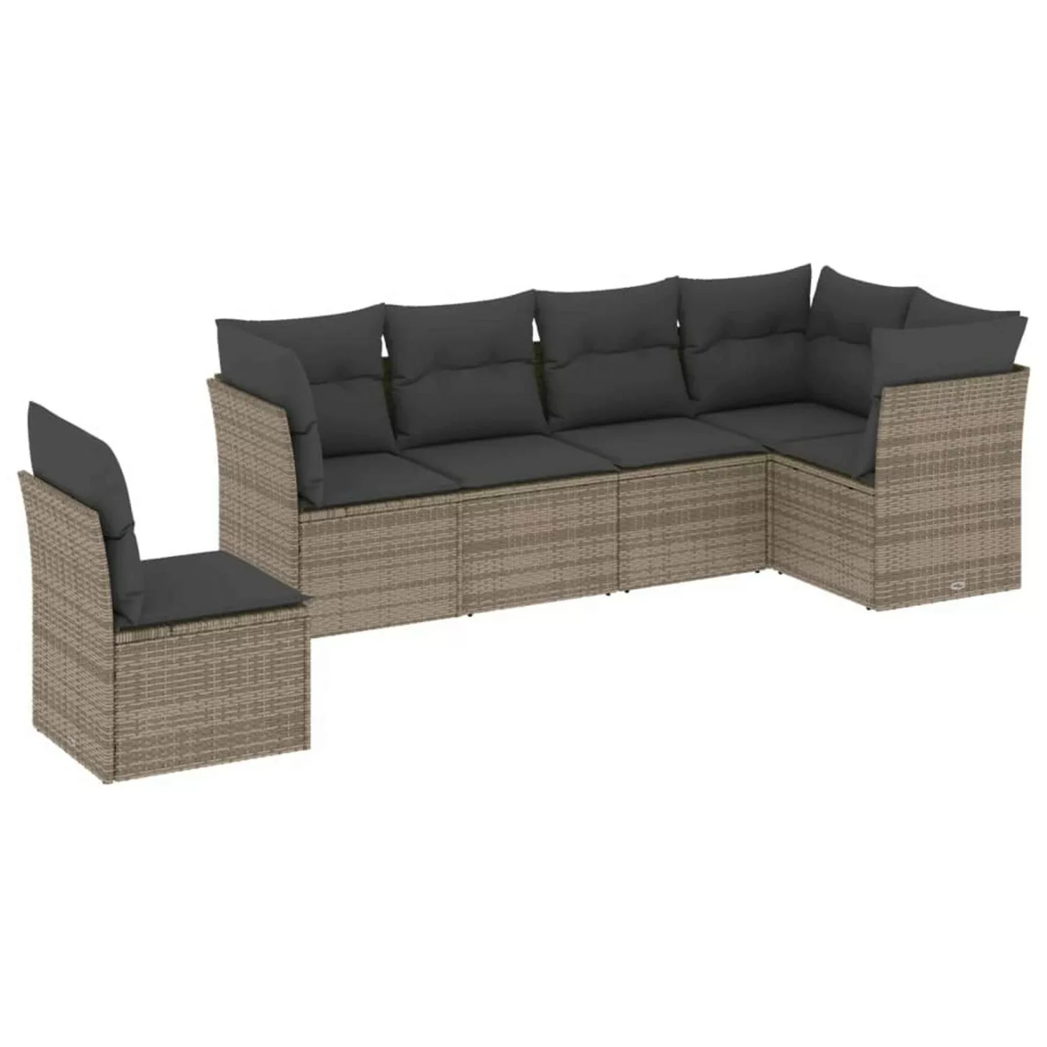 vidaXL 6-tlg Garten-Sofagarnitur mit Kissen Grau Poly Rattan Modell 57 günstig online kaufen