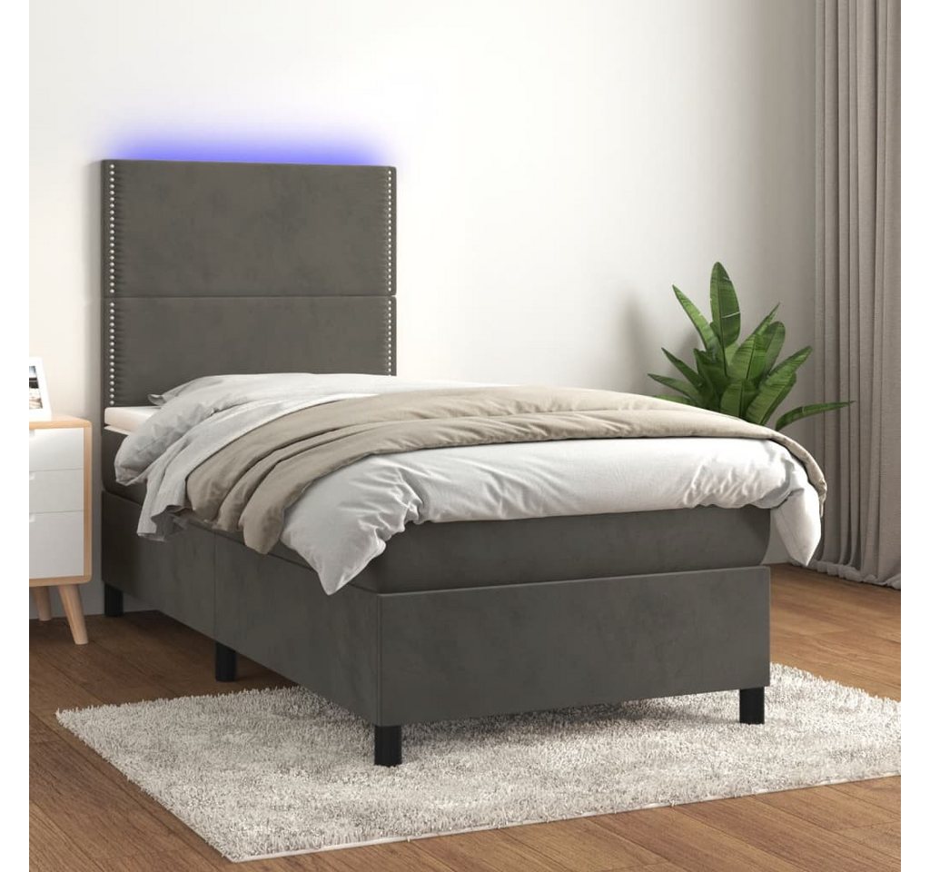 vidaXL Boxspringbett Boxspringbett mit Matratze LED Dunkelgrau 100x200 cm S günstig online kaufen